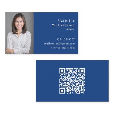 Minimalist Basic Cobalt Blue Professional Photo QR