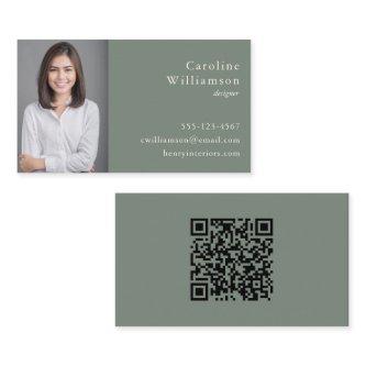 Minimalist Basic Sage Green Professional Photo QR