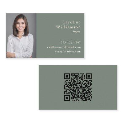 Minimalist Basic Sage Green Professional Photo QR