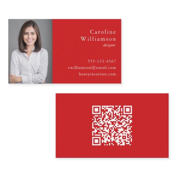 Minimalist Basic Vibrant Red Professional Photo QR