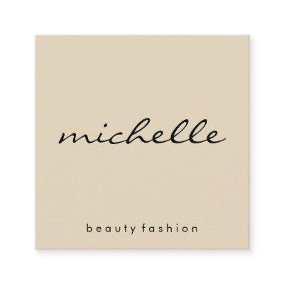 Minimalist Beige Black with Cursive Text Square