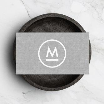 Minimalist Big Initial Modern Monogram Gray Linen