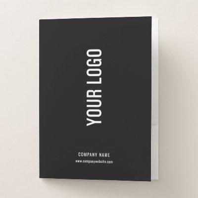 Minimalist Black and White Business Logo Card Slot Pocket Folder