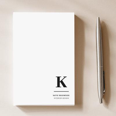 Minimalist Black and White Modern Monogram Post-it Notes