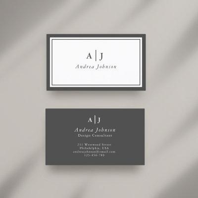 Minimalist Black and White Two Border Monogram