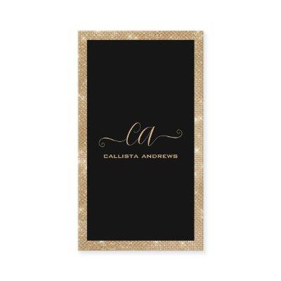 Minimalist Black Gold Glitter Sequins Border