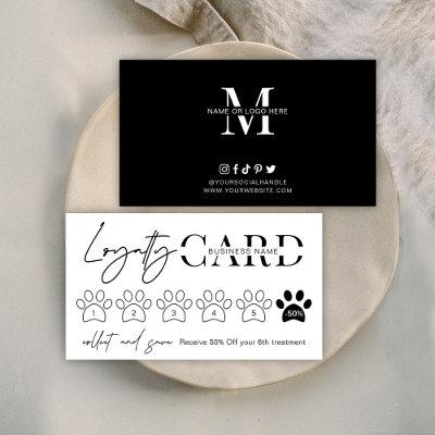 Minimalist Black Modern Script Pet Dog Groomer Loyalty Card
