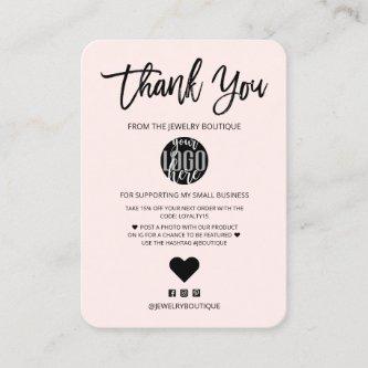 Minimalist Black Pink Logo Customer Thank You