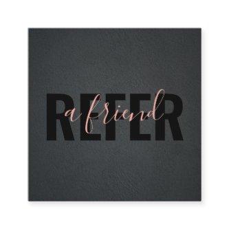 Minimalist Black Pink Refer a Friend Referral Card