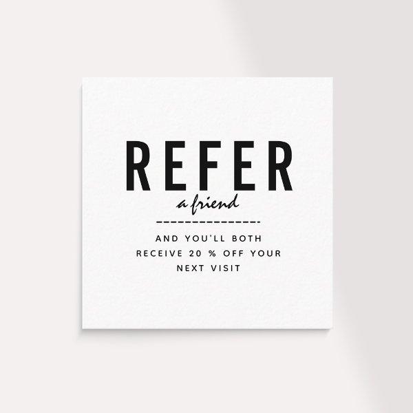 Minimalist Black White Add Logo Plain Simple Clean Referral Card