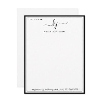 Minimalist Black White From The Desk Of Note Card