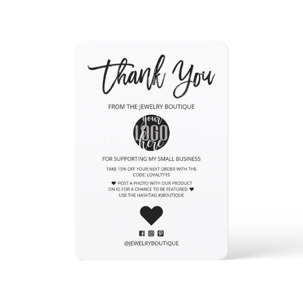 Minimalist Black White Logo Customer Thank You