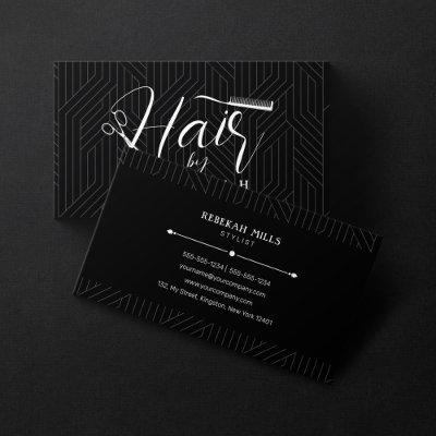 Minimalist Black & White Pattern Hairstylist Salon