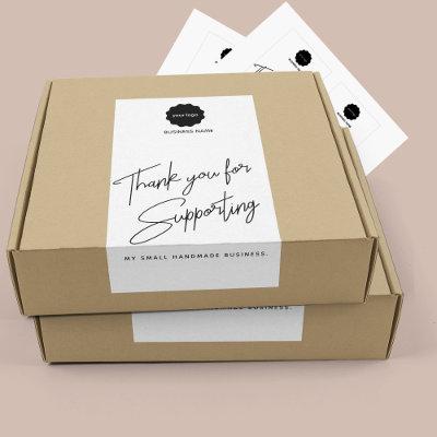 Minimalist Black & White Thank You Business Sticke Rectangular Sticker