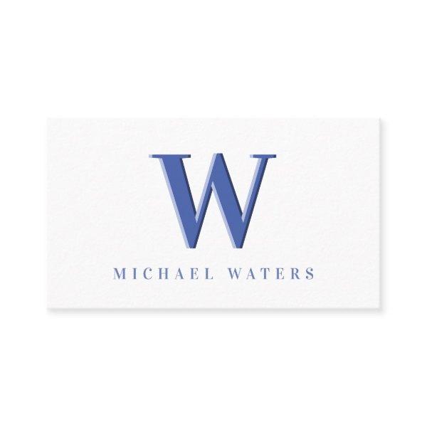 Minimalist Blue Monogram Logo Embossed Effect