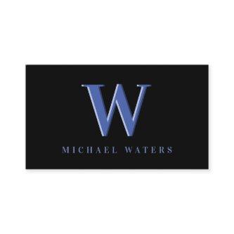 Minimalist Blue Monogram Logo Embossed Effect