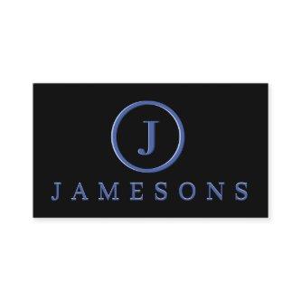Minimalist Blue Monogram Logo Embossed Effect
