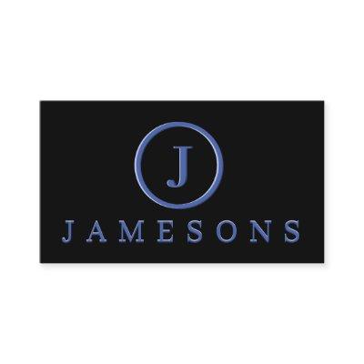 Minimalist Blue Monogram Logo Embossed Effect
