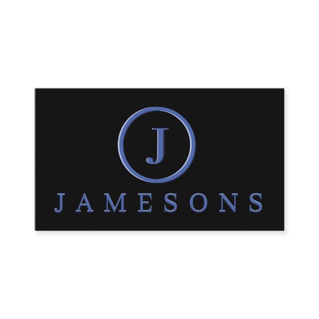 Minimalist Blue Monogram Logo Embossed Effect
