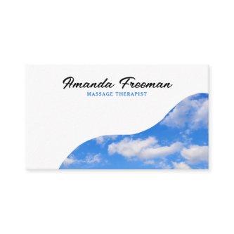 Minimalist Blue & White Cloudy Sky Massage Therapy