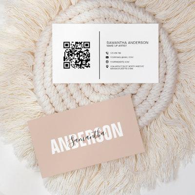 Minimalist Boho Beige QR Code Modern