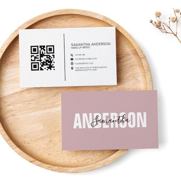 Minimalist Boho Pink QR Code Modern Professional