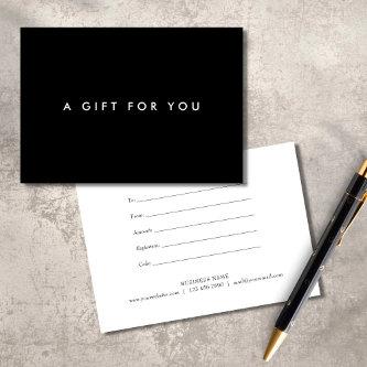 Minimalist Bold Black and White Gift Certificate