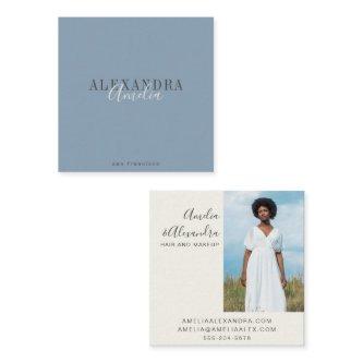 Minimalist Bold Script Boho Dusty Blue Photo  Square