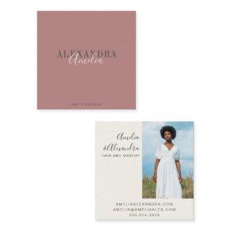 Minimalist Bold Script Boho Dusty Rose Photo  Square