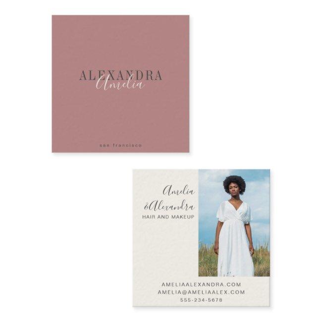 Minimalist Bold Script Boho Dusty Rose Photo  Square