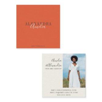 Minimalist Bold Script Boho Orange Sunset Photo  Square