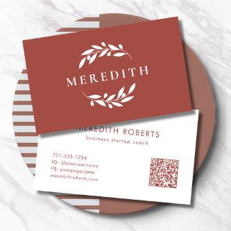 Minimalist Botanical QR Code Terracotta