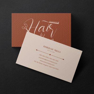 Minimalist Brown Biege Pattern Hairstylist Salon