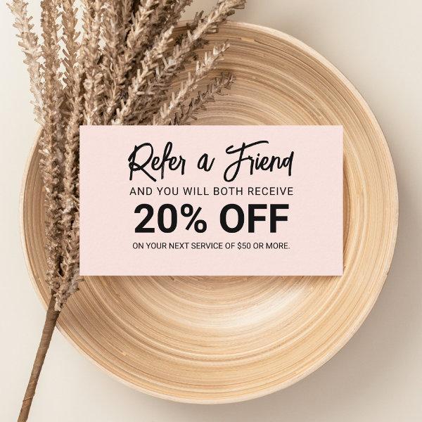 Minimalist Brush Script Blush Pink Referral