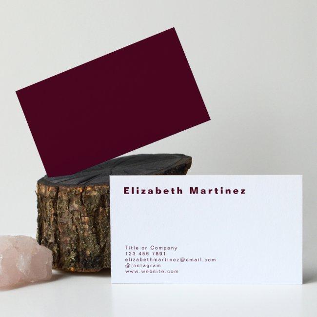 Minimalist Burgundy Front and Back Personalized