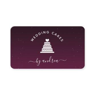 Minimalist Burgundy White Cake Logo Wedding Baker
