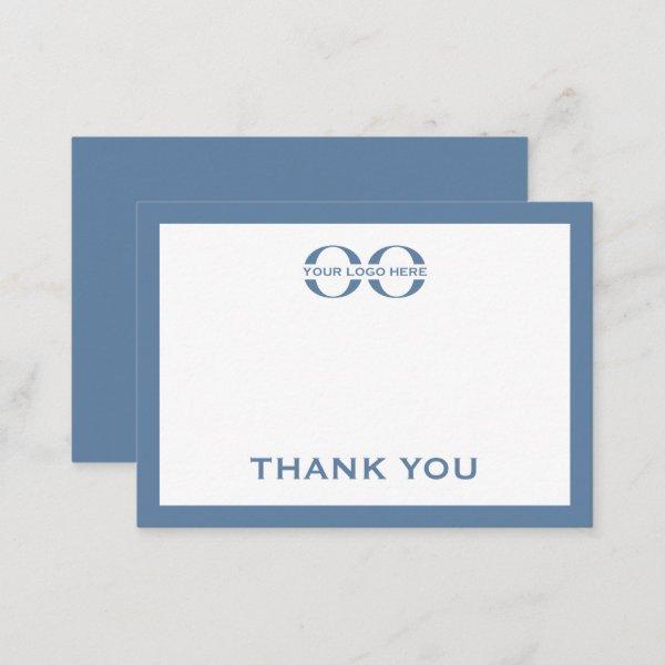 Minimalist Business Logo Thank You Card Dusty Blue