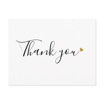 Minimalist Business Thank You Script  Gold Heart Postcard