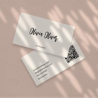 Minimalist Calligraphy Ivory Cream Modern QR Code