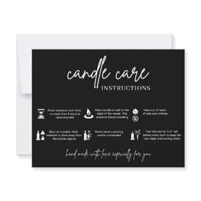 Minimalist Candle Care Card Warning Instructions