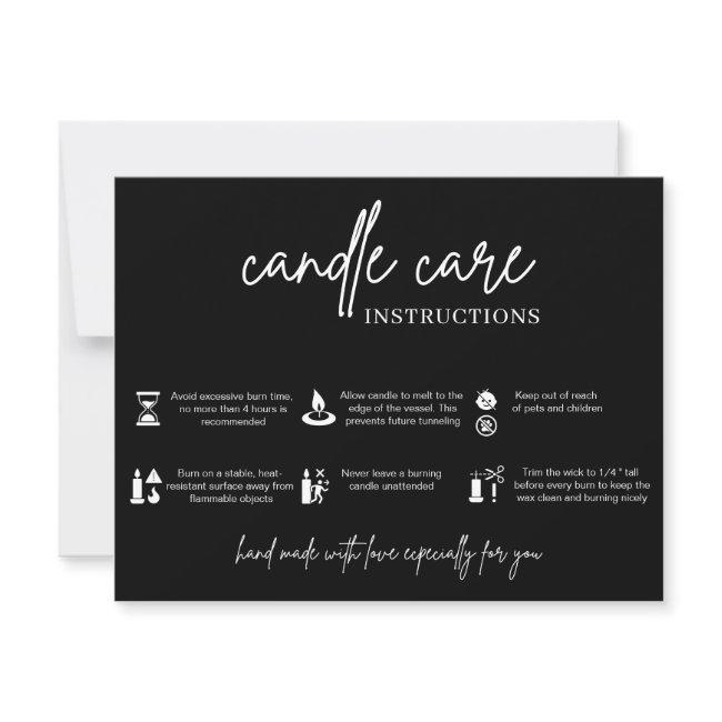 Minimalist Candle Care Card Warning Instructions