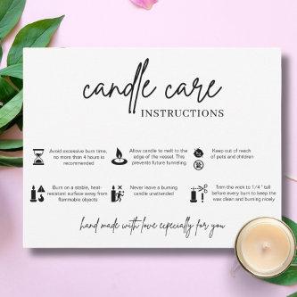 Minimalist Candle Care Card Warning Instructions