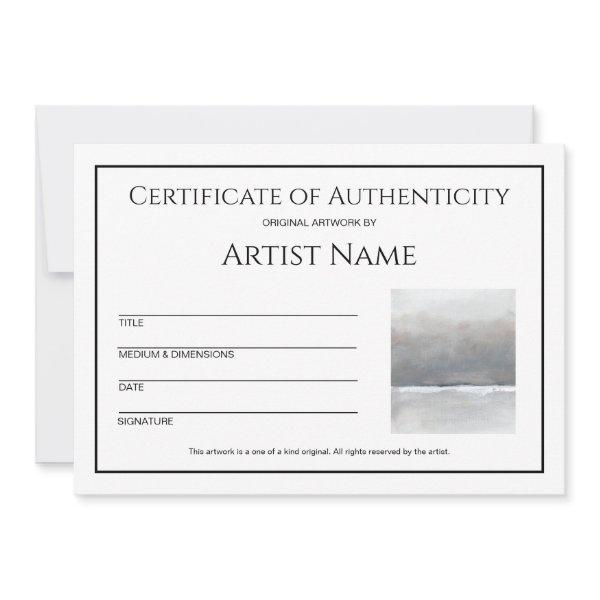 Minimalist Certificate of Authenticity Art Photo Holiday Card
