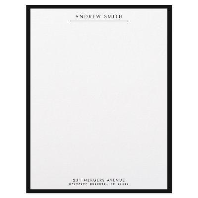 Minimalist Classic Black Simple Line Name Address Letterhead
