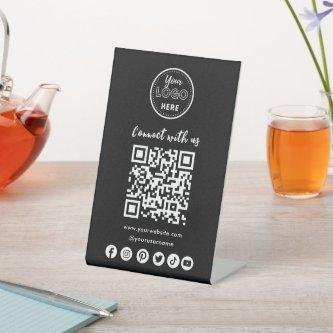 Minimalist Connect With Us Social Media QR Code Pedestal Sign