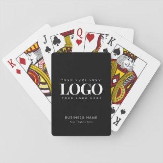 Minimalist Custom Business Logo Black White Playing Cards