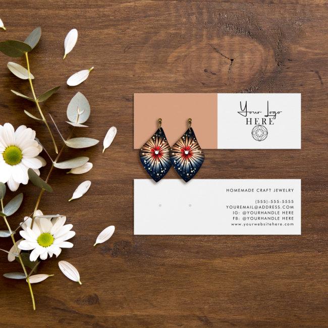 Minimalist Earth Orange White Logo Earring Display