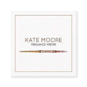 Minimalist Elegant Brown White Vintage Writer Square