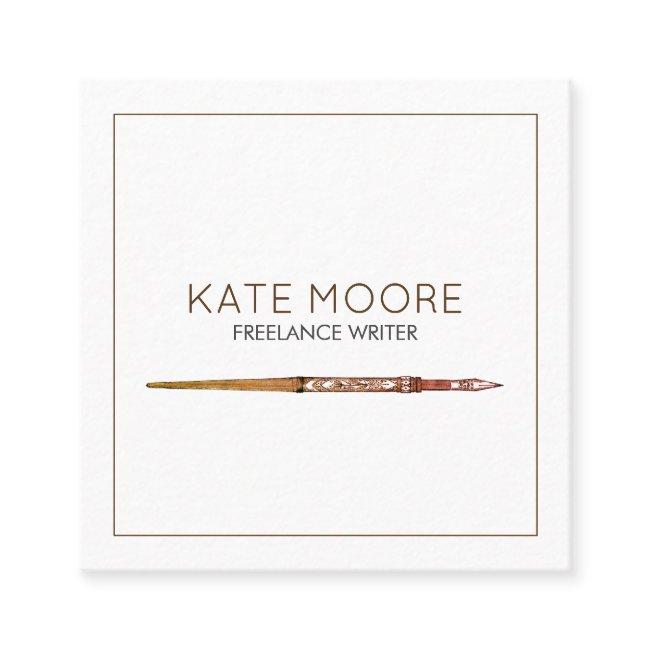Minimalist Elegant Brown White Vintage Writer Square