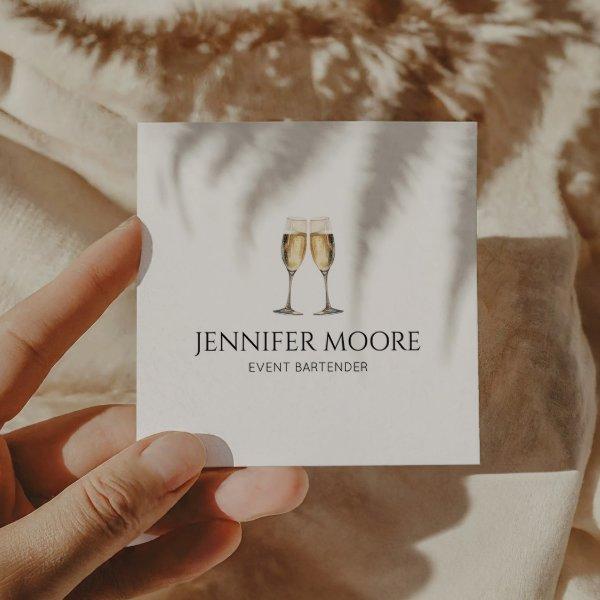 Minimalist Elegant Champagne Flute Glasses Custom  Square
